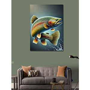 Kanvas Tablo Renkli Balık Çizimi 70x100 cm