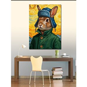 Kanvas Tablo Palto Giymiş Tavşan 70x100 cm