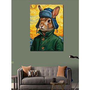 Kanvas Tablo Palto Giymiş Tavşan 70x100 cm