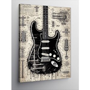 Kanvas Tablo Vintage Elektro Gitar 50x70 cm