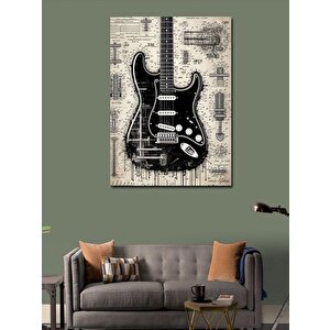 Kanvas Tablo Vintage Elektro Gitar 50x70 cm