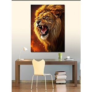 Kanvas Tablo Kükreyen Aslan Portresi 100x140 cm