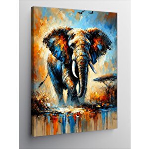 Kanvas Tablo Renkli Fil 100x140 cm