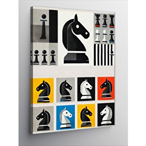 Kanvas Tablo Renkli Satranç Simgeleri 100x140 cm