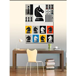 Kanvas Tablo Renkli Satranç Simgeleri 100x140 cm