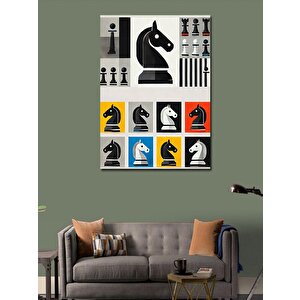 Kanvas Tablo Renkli Satranç Simgeleri 100x140 cm