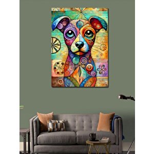 Kanvas Tablo Renkli Köpek Tasarımı 100x140 cm