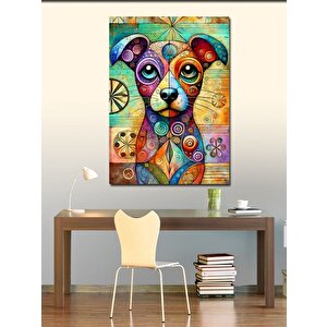 Kanvas Tablo Renkli Köpek Tasarımı 50x70 cm