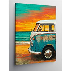 Kanvas Tablo Deniz Kenarında Mavi Karavan 50x70 cm