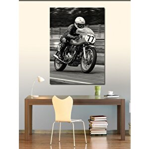 Kanvas Tablo Yarış Motoru Ve Sürücü 50x70 cm