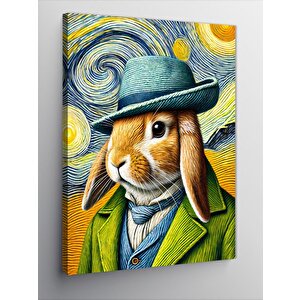 Kanvas Tablo Şapkalı Tavşan Figürü 100x140 cm