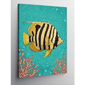 Kanvas Tablo Tropik Balık Ve Mercan Çizimi 50x70 cm