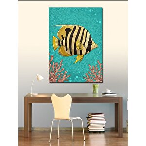 Kanvas Tablo Tropik Balık Ve Mercan Çizimi 50x70 cm