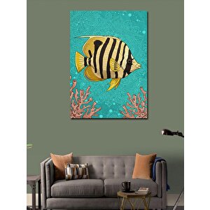 Kanvas Tablo Tropik Balık Ve Mercan Çizimi 50x70 cm