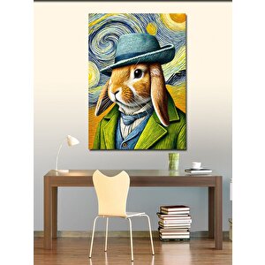 Kanvas Tablo Şapkalı Tavşan Figürü 50x70 cm