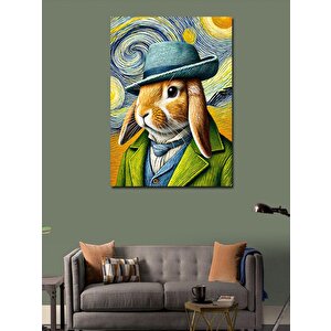 Kanvas Tablo Şapkalı Tavşan Figürü 50x70 cm