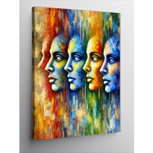 Kanvas Tablo Renkli Yüzler Çizimi 70x100 cm