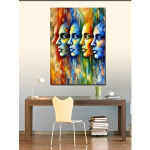 Kanvas Tablo Renkli Yüzler Çizimi 70x100 cm