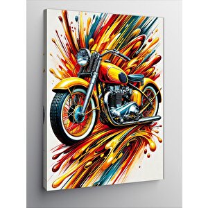 Kanvas Tablo Renkli Patlayan Motosiklet 70x100 cm