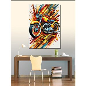 Kanvas Tablo Renkli Patlayan Motosiklet 70x100 cm