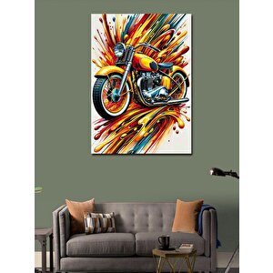 Kanvas Tablo Renkli Patlayan Motosiklet 70x100 cm