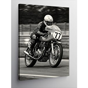 Kanvas Tablo Yarış Motoru Ve Sürücü 100x140 cm