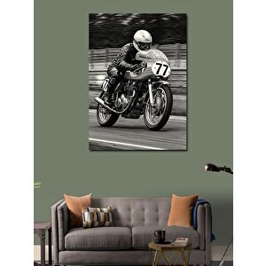 Kanvas Tablo Yarış Motoru Ve Sürücü 100x140 cm