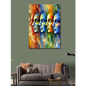 Kanvas Tablo Renkli Yüzler Çizimi 50x70 cm