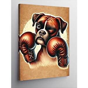 Kanvas Tablo Boks Eldiveni Takan Sevimli Köpek 70x100 cm