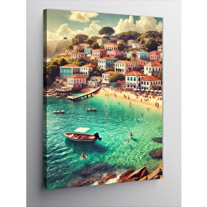 Kanvas Tablo Renkli Akdeniz Kasabası 70x100 cm