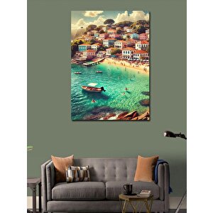 Kanvas Tablo Renkli Akdeniz Kasabası 70x100 cm