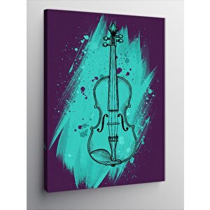 Kanvas Tablo Mavi Keman Ve Minimal Tasarım 50x70 cm