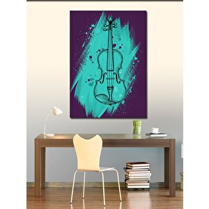 Kanvas Tablo Mavi Keman Ve Minimal Tasarım 50x70 cm