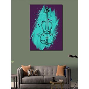 Kanvas Tablo Mavi Keman Ve Minimal Tasarım 50x70 cm