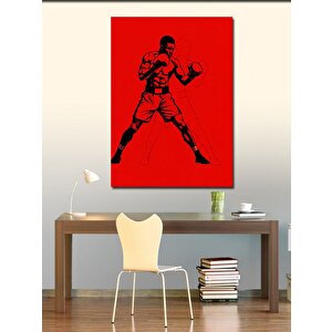 Kanvas Tablo Kırmızı Zemin Üzerinde Boksör 50x70 cm