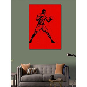 Kanvas Tablo Kırmızı Zemin Üzerinde Boksör 50x70 cm