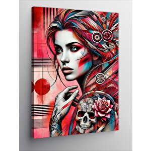 Kanvas Tablo Kırmızı Ve Mavi Kadın 50x70 cm
