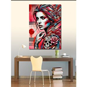 Kanvas Tablo Kırmızı Ve Mavi Kadın 50x70 cm