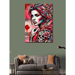 Kanvas Tablo Kırmızı Ve Mavi Kadın 50x70 cm