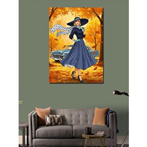 Kanvas Tablo Sonbahar Kadını Ve Mavi Elbise 70x100 cm