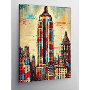 Kanvas Tablo Renkli Şehir Silüeti 100x140 cm