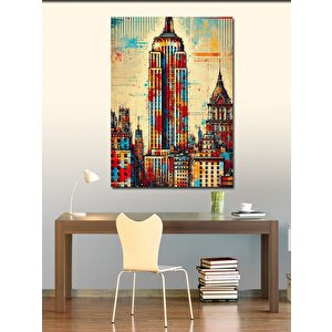 Kanvas Tablo Renkli Şehir Silüeti 100x140 cm