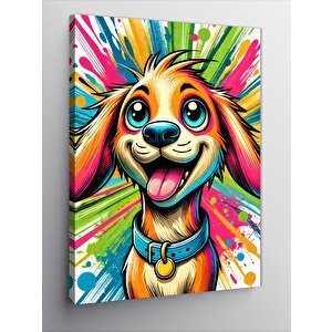 Kanvas Tablo Eğlenceli Renkli Köpek Yüzü 70x100 cm