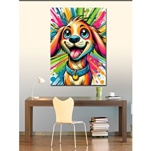Kanvas Tablo Eğlenceli Renkli Köpek Yüzü 70x100 cm