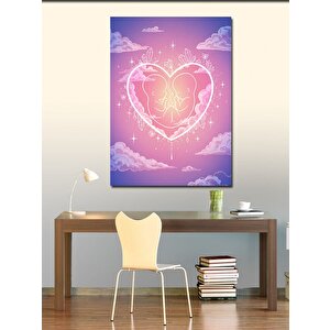 Kanvas Tablo Pembe Kalp Ve Bebek 100x140 cm