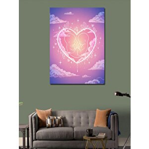 Kanvas Tablo Pembe Kalp Ve Bebek 100x140 cm