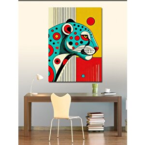 Kanvas Tablo Soyut Renkli Leopar 50x70 cm