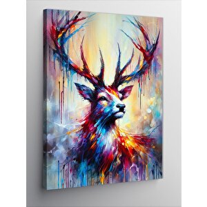 Kanvas Tablo Renkli Geyik Portresi 50x70 cm