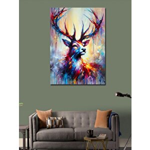 Kanvas Tablo Renkli Geyik Portresi 50x70 cm