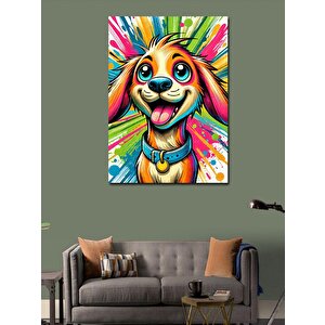Kanvas Tablo Eğlenceli Renkli Köpek Yüzü 100x140 cm